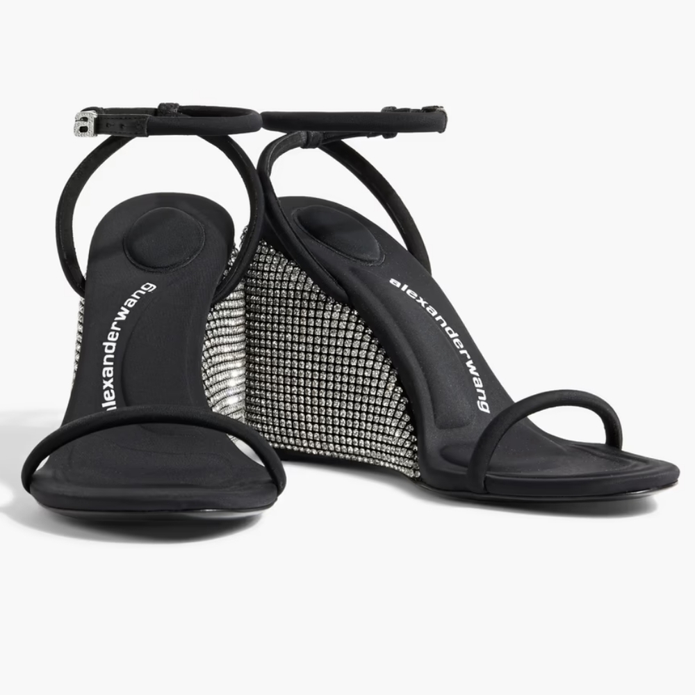 NEW ALEXANDER WANG DAHLIA 95 CRYSTAL WEDGE SANDALS